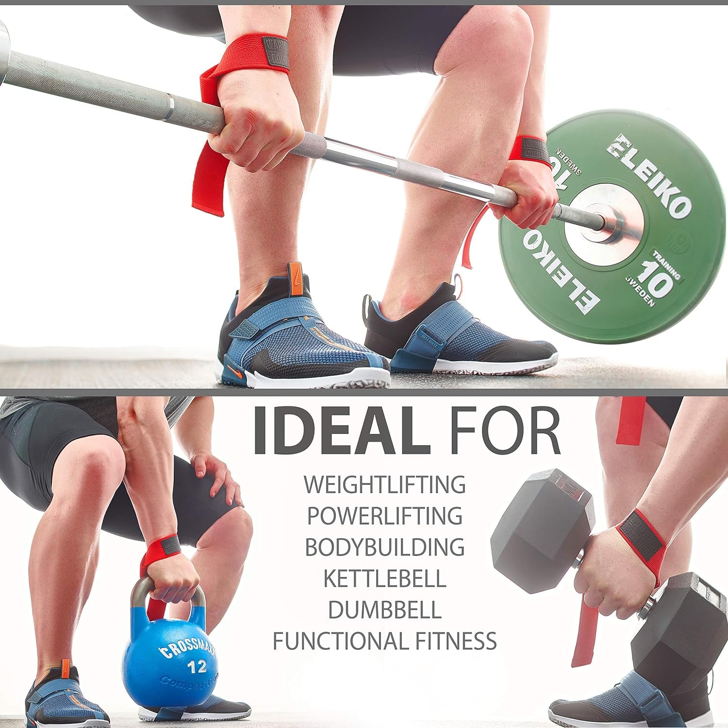 Lasso Lifting Wrist Straps for Cross Training - 770 lb Capacity - Hand Wraps for Olympic Weightlifting, Powerlifting, Bodybuilding, and Deadlifts - Durable Cotton Construction