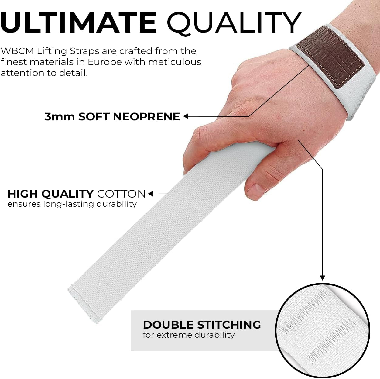 Lasso Lifting Wrist Straps for Cross Training - 770 lb Capacity - Hand Wraps for Olympic Weightlifting, Powerlifting, Bodybuilding, and Deadlifts - Durable Cotton Construction