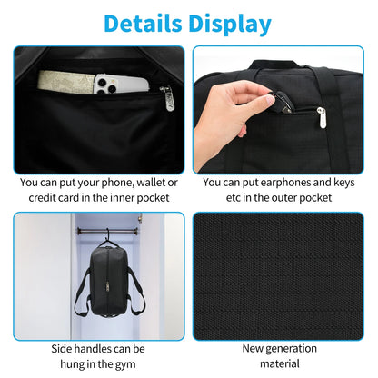 14-Inch Black Mini Duffel Bag for Travel and Gym, Durable Polyester Construction