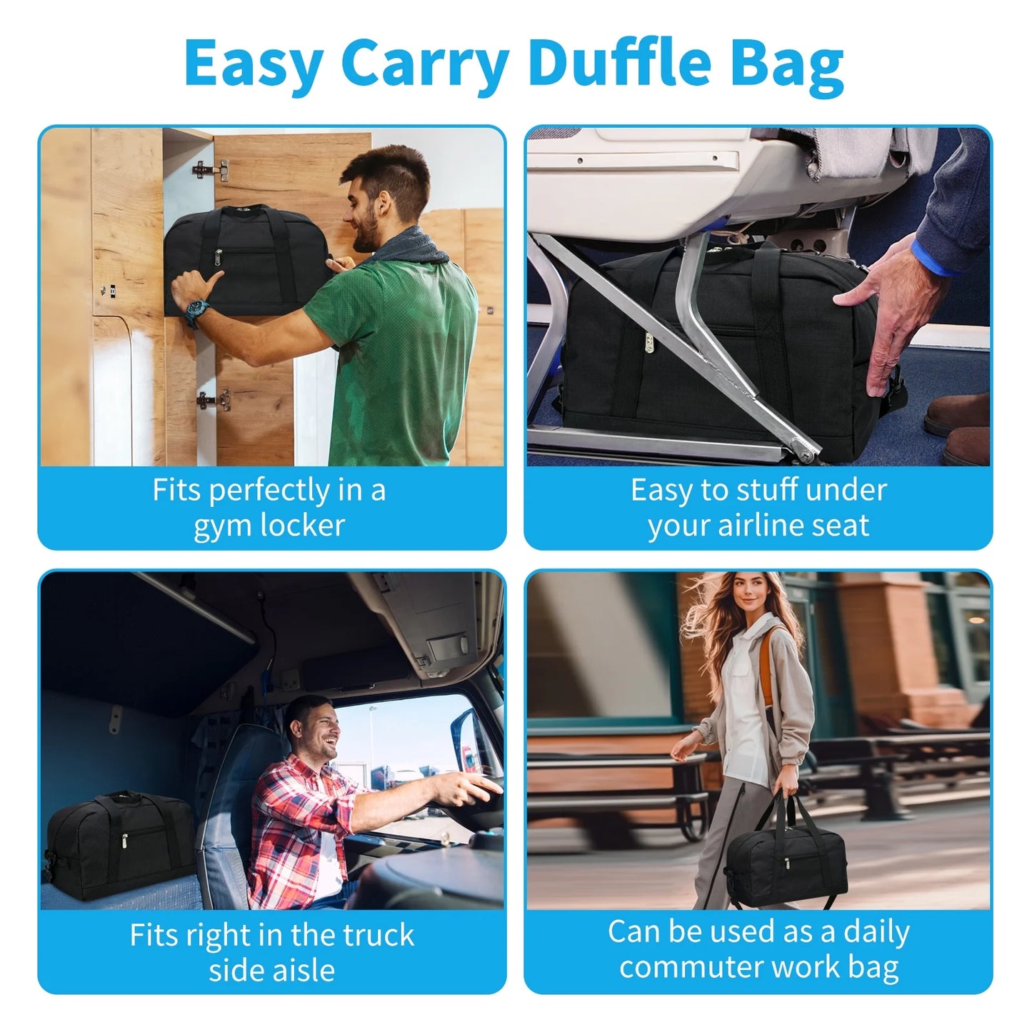 14-Inch Black Mini Duffel Bag for Travel and Gym, Durable Polyester Construction