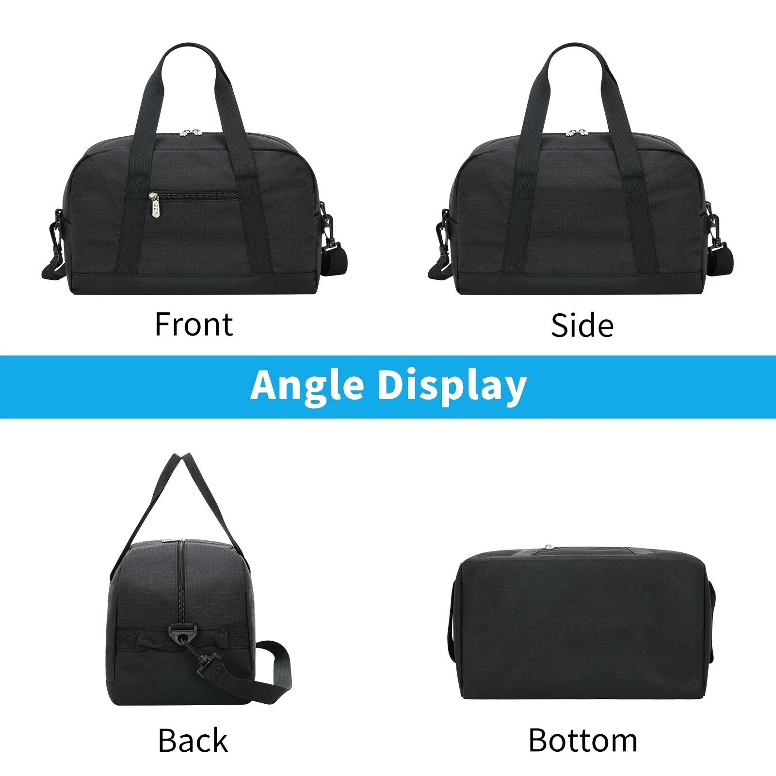 14-Inch Black Mini Duffel Bag for Travel and Gym, Durable Polyester Construction